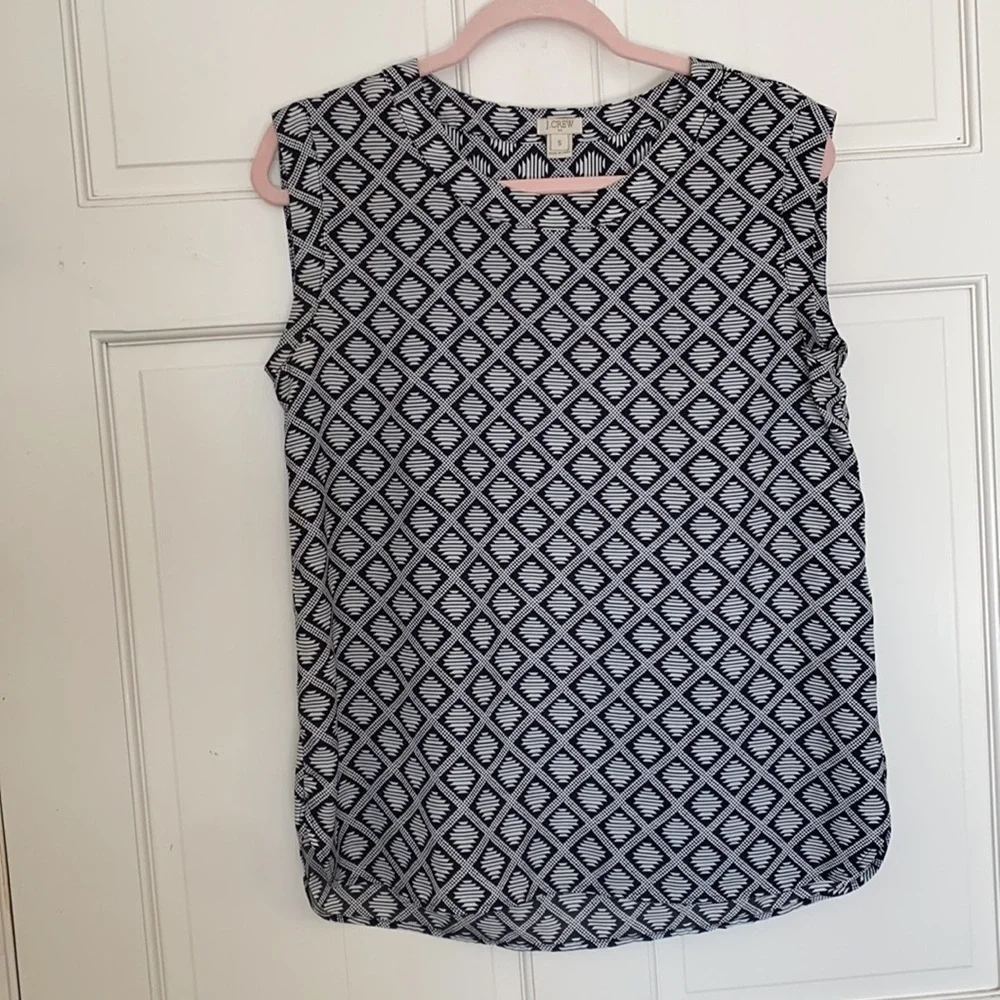 J.Crew Tribal Print Black White Pattern Blouse Top